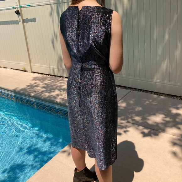 Vintage Black and Iridescent Fitted Cocktail Dress - Picture 5 of 14